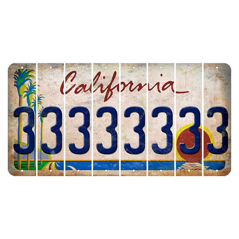 California Coastline Cut License Plate Strips (Set of 8)