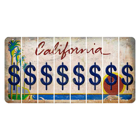 California Coastline Cut License Plate Strips (Set of 8)