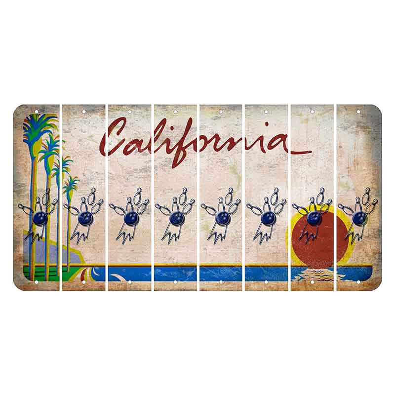 California Coastline Cut License Plate Strips (Set of 8) Bowling