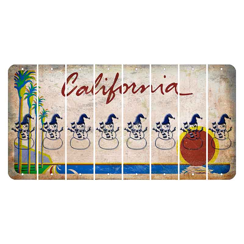 California Coastline Cut License Plate Strips (Set of 8) Snowboarder