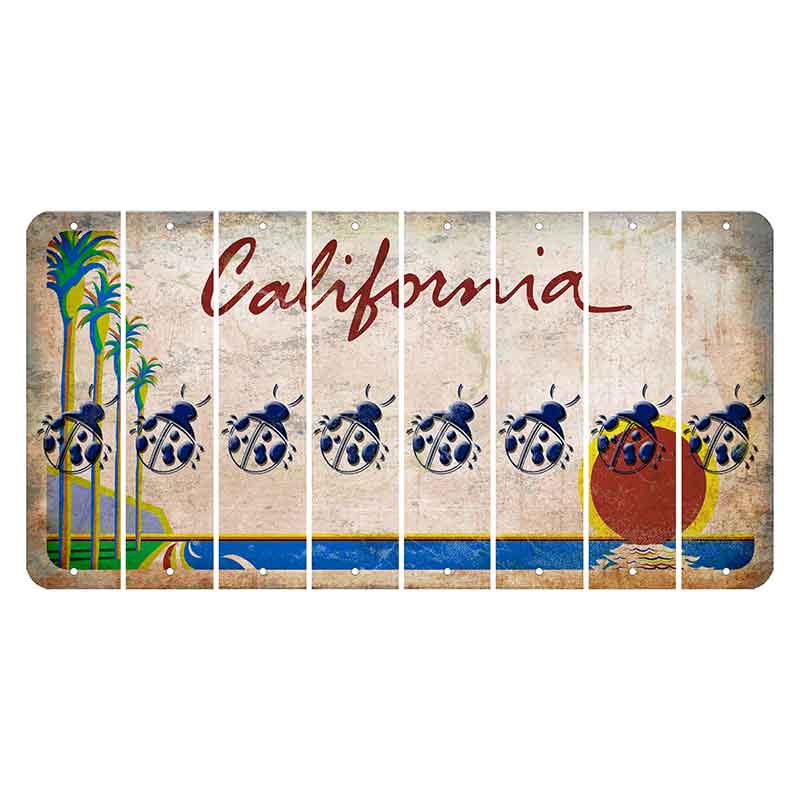 California Coastline Cut License Plate Strips (Set of 8) Ladybug