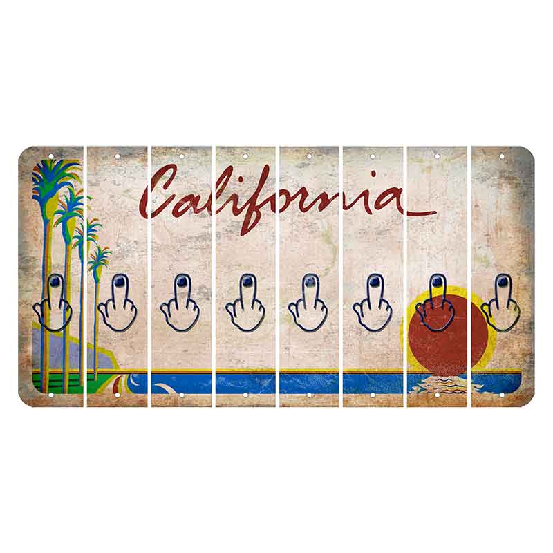 California Coastline Cut License Plate Strips (Set of 8) Middle Finger