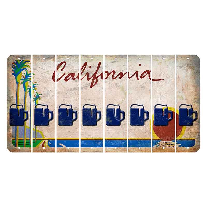 California Coastline Cut License Plate Strips (Set of 8)