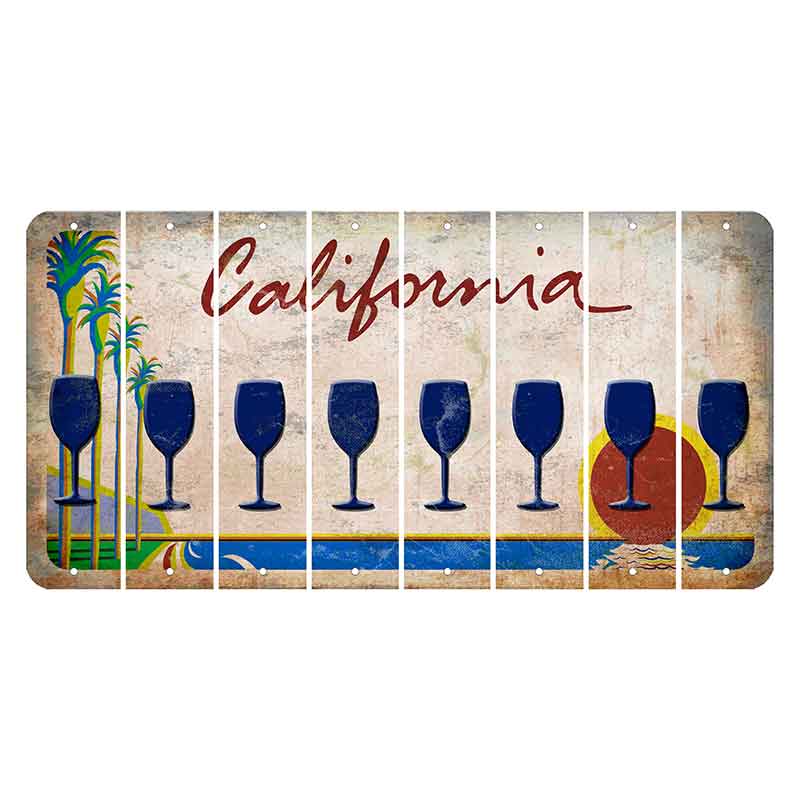 California Coastline Cut License Plate Strips (Set of 8)