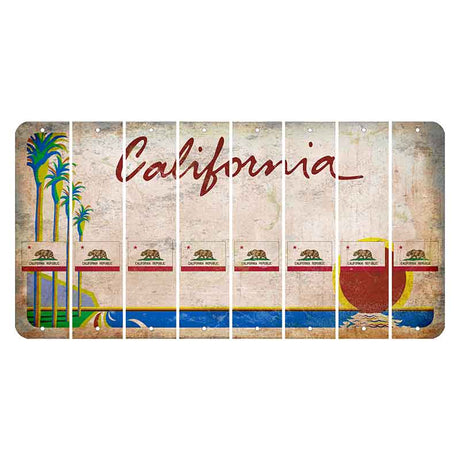 California Coastline Cut License Plate Strips (Set of 8)