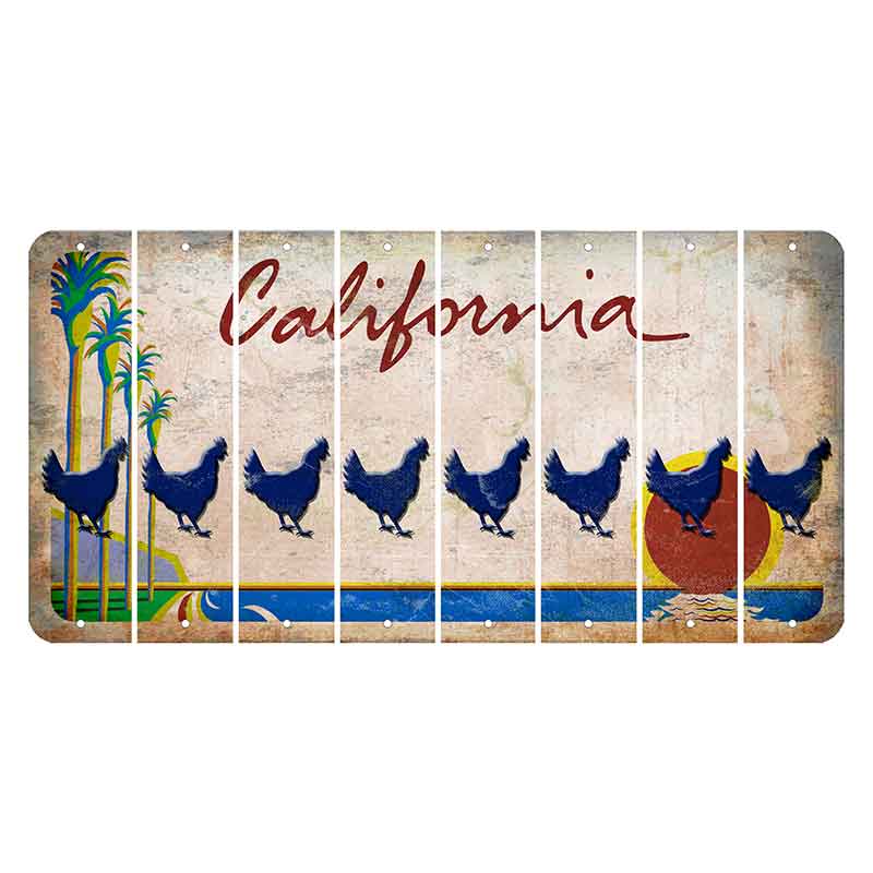 California Coastline Cut License Plate Strips (Set of 8) Chicken