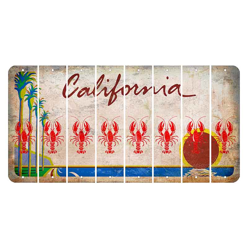 California Coastline Cut License Plate Strips (Set of 8) Lobster