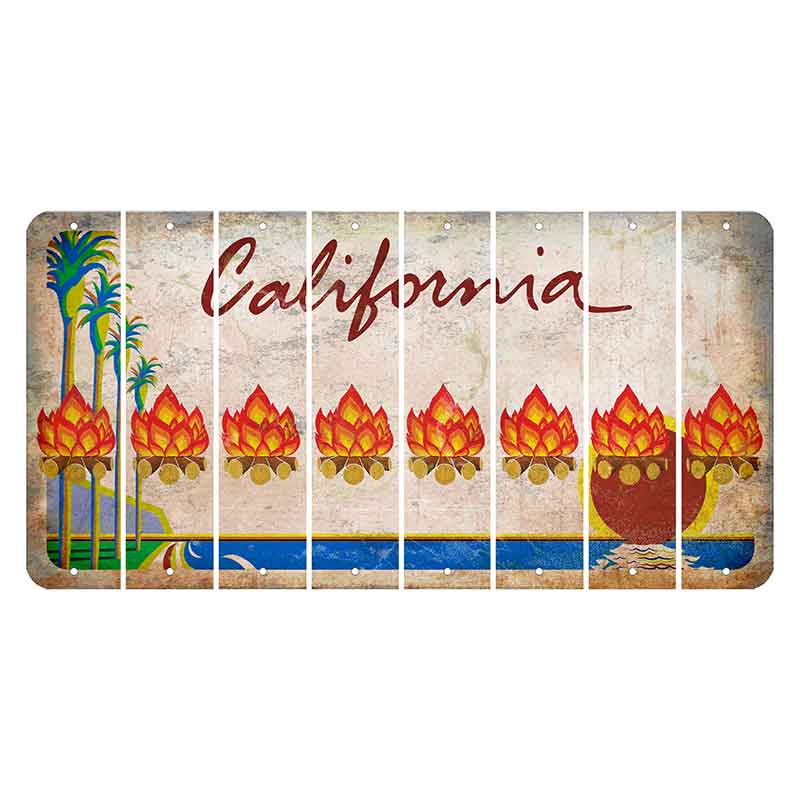 California Coastline Cut License Plate Strips (Set of 8)