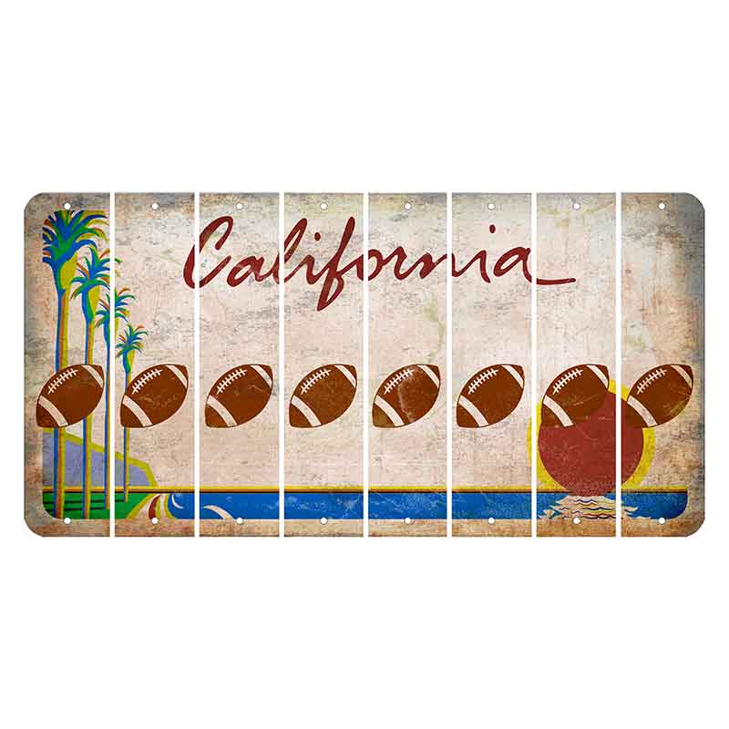 California Coastline Cut License Plate Strips (Set of 8) Football