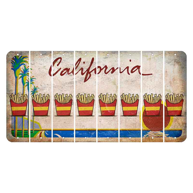 California Coastline Cut License Plate Strips (Set of 8) French Fries