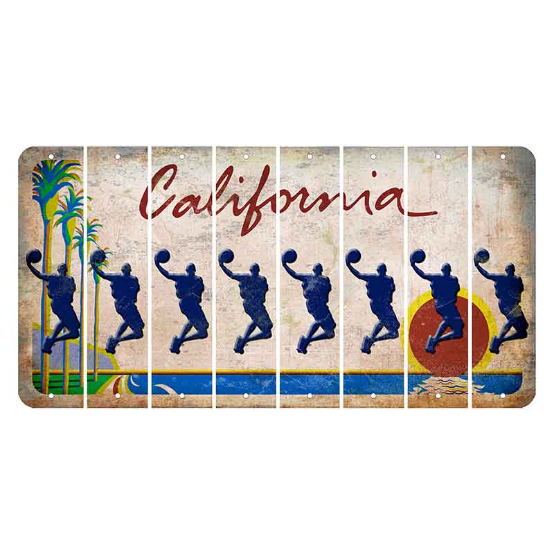 California Coastline Cut License Plate Strips (Set of 8) Basketball Player