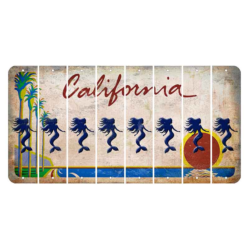 California Coastline Cut License Plate Strips (Set of 8) Mermaid