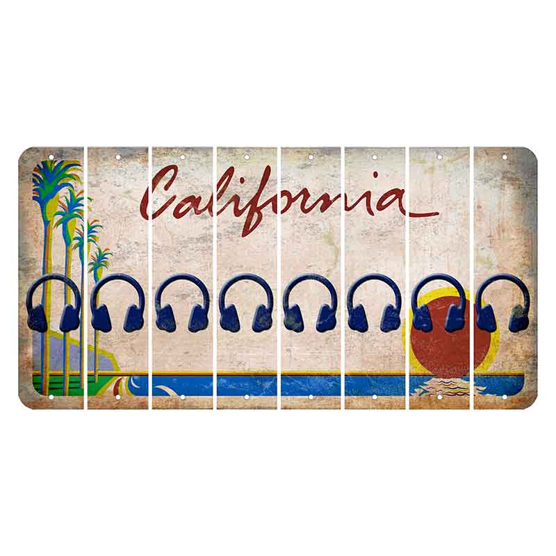 California Coastline Cut License Plate Strips (Set of 8) Headphones