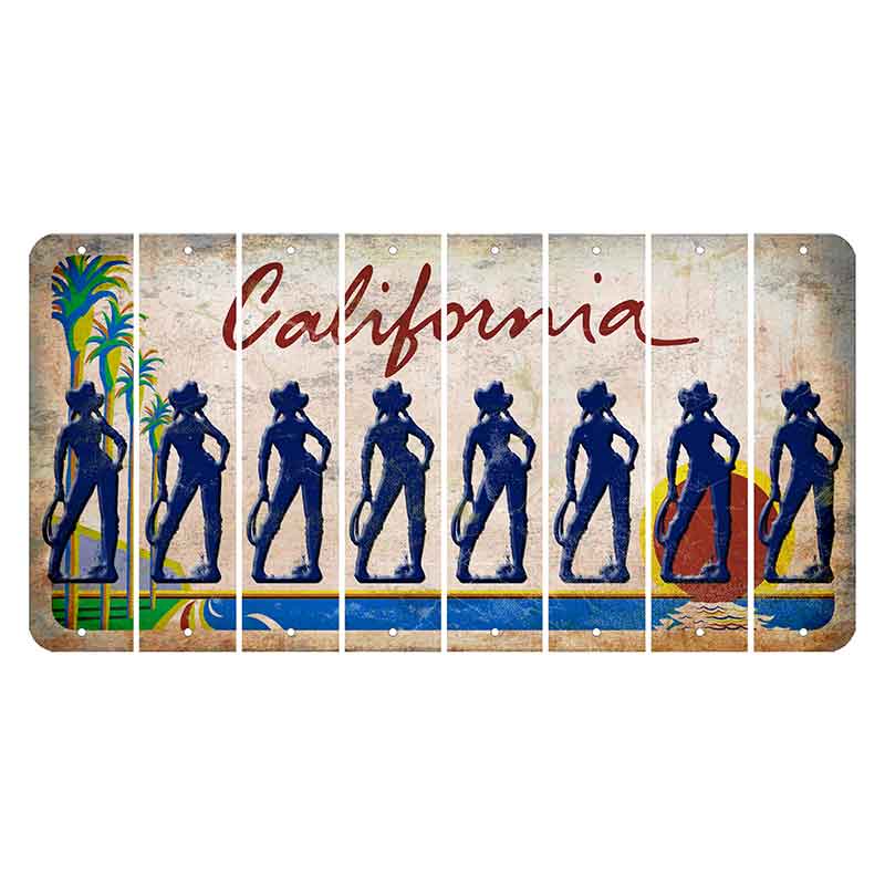 California Coastline Cut License Plate Strips (Set of 8)