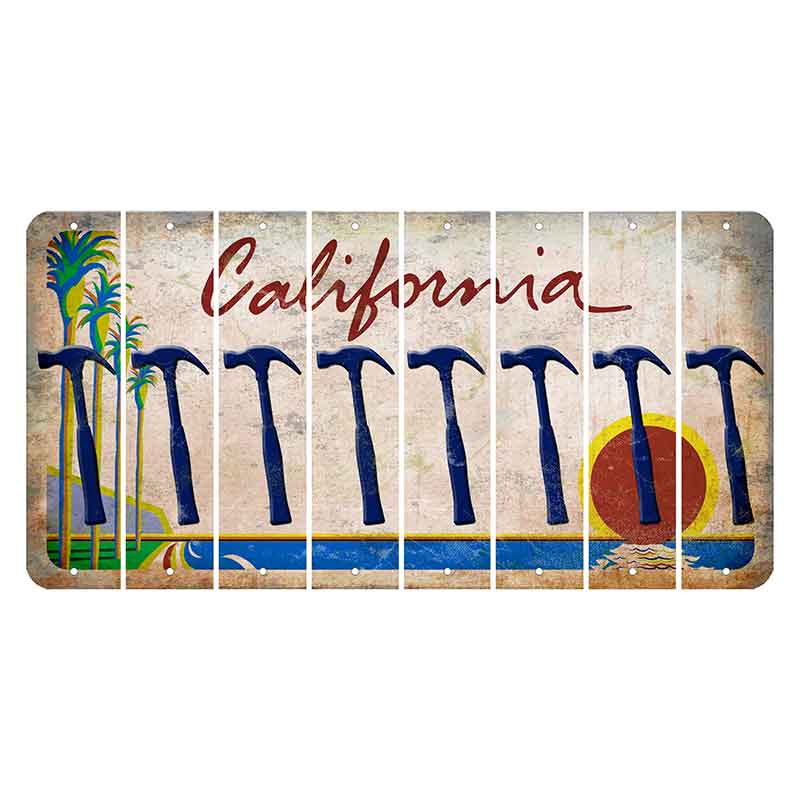 California Coastline Cut License Plate Strips (Set of 8)