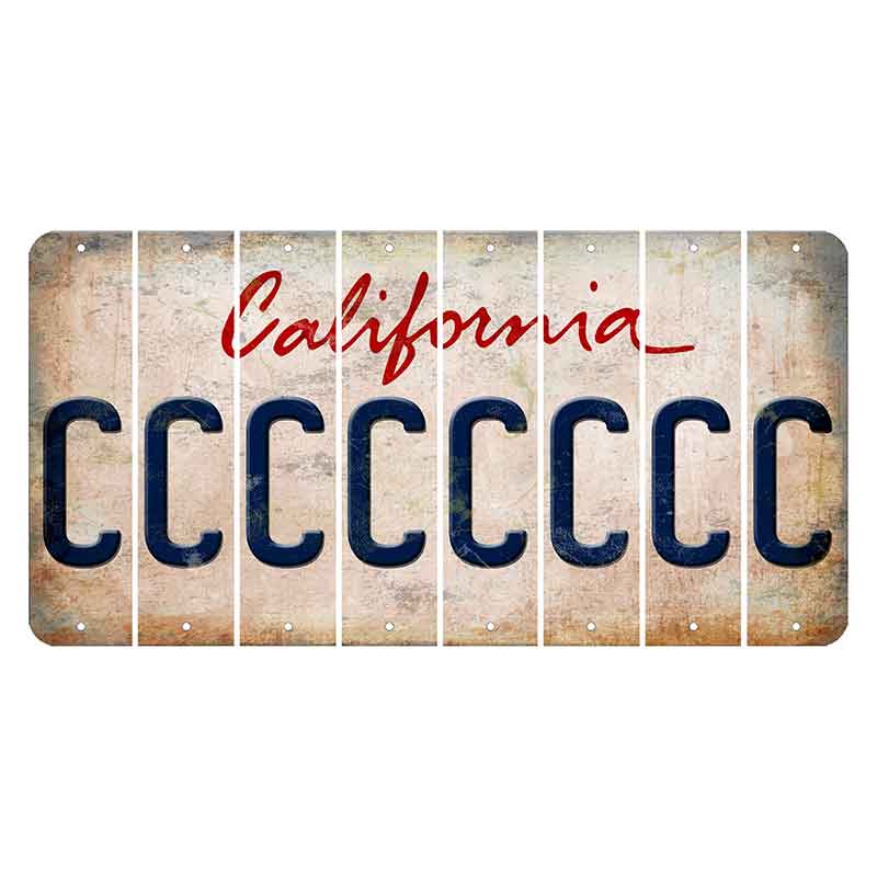 California White Cut License Plate Strips (Set of 8)