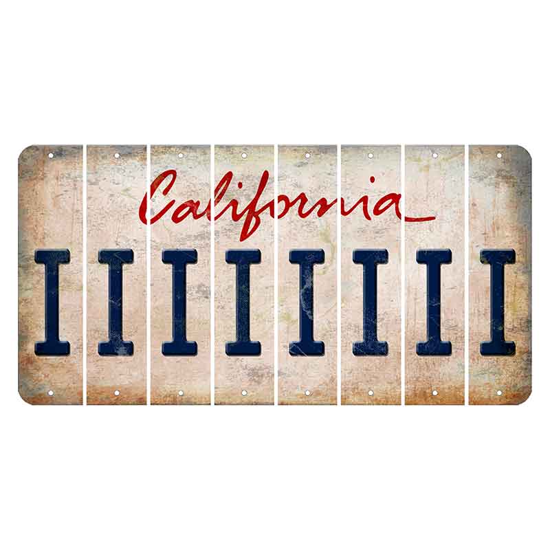 California White Cut License Plate Strips (Set of 8) I