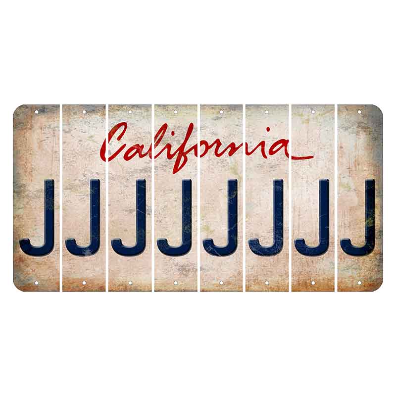 California White Cut License Plate Strips (Set of 8)