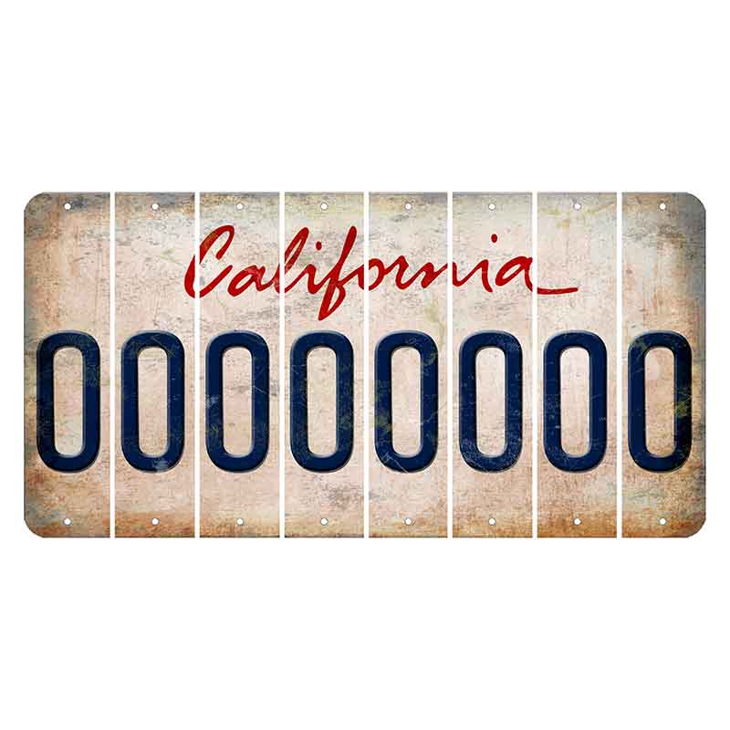 California White Cut License Plate Strips (Set of 8)