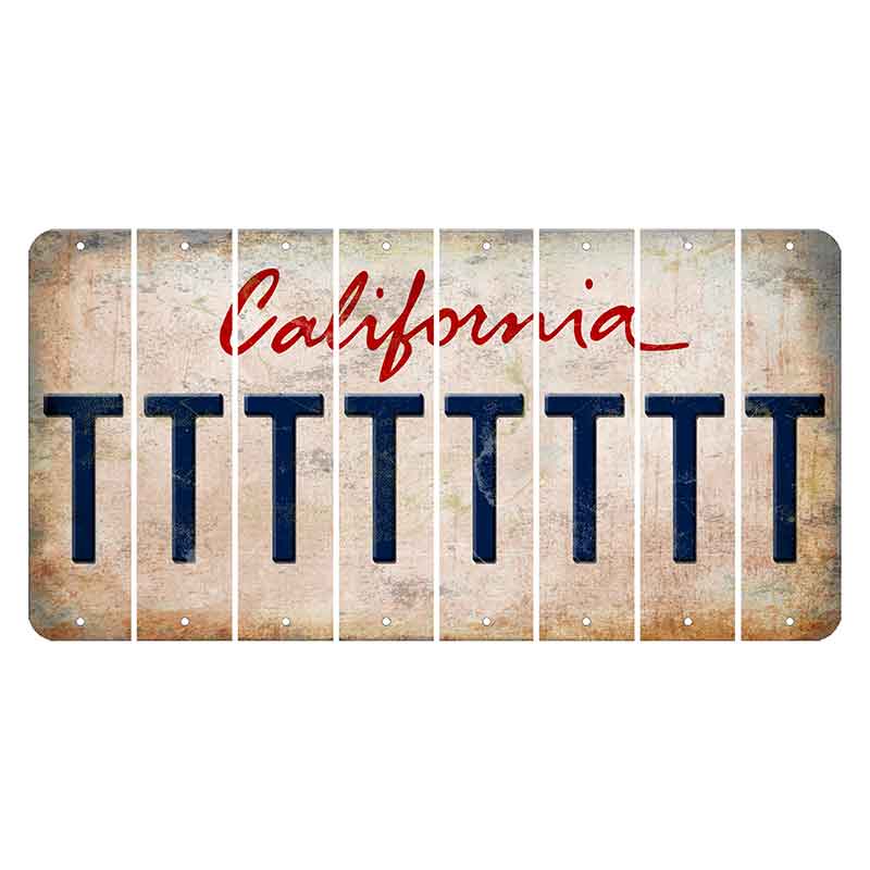 California White Cut License Plate Strips (Set of 8)