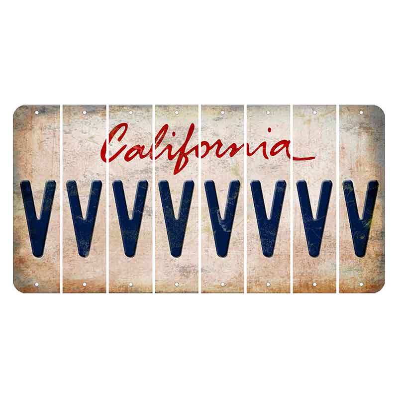 California White Cut License Plate Strips (Set of 8)