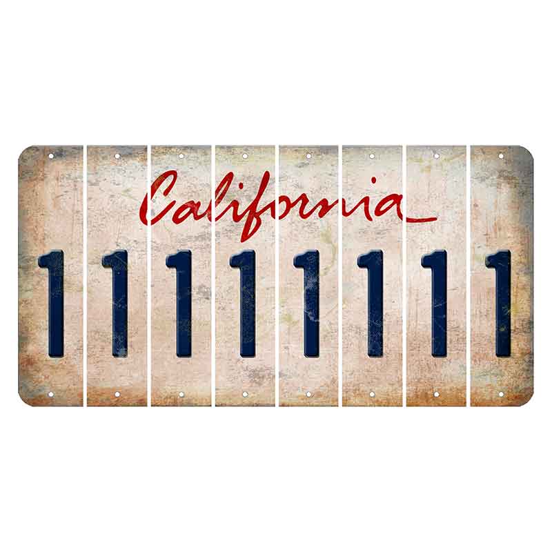 California White Cut License Plate Strips (Set of 8)