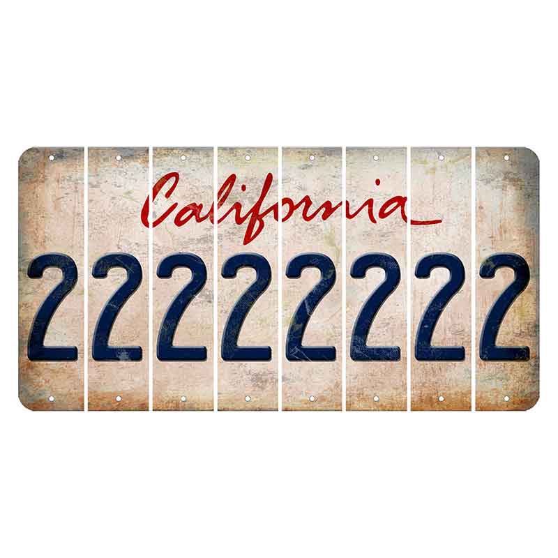 California White Cut License Plate Strips (Set of 8)