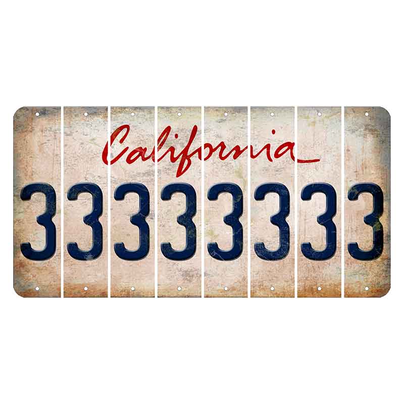 California White Cut License Plate Strips (Set of 8)