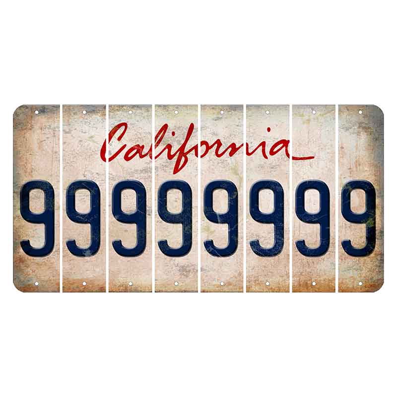 California White Cut License Plate Strips (Set of 8)