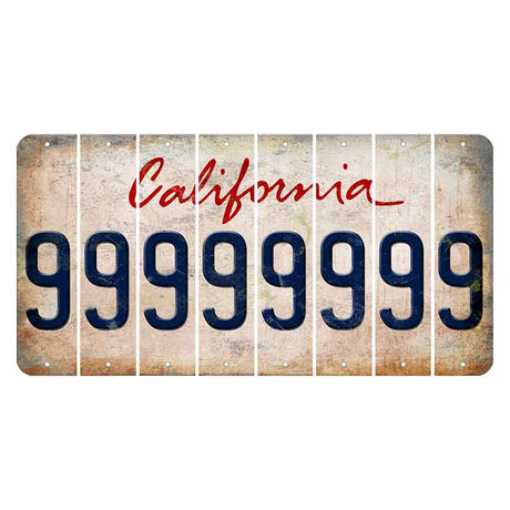 California White Cut License Plate Strips (Set of 8)