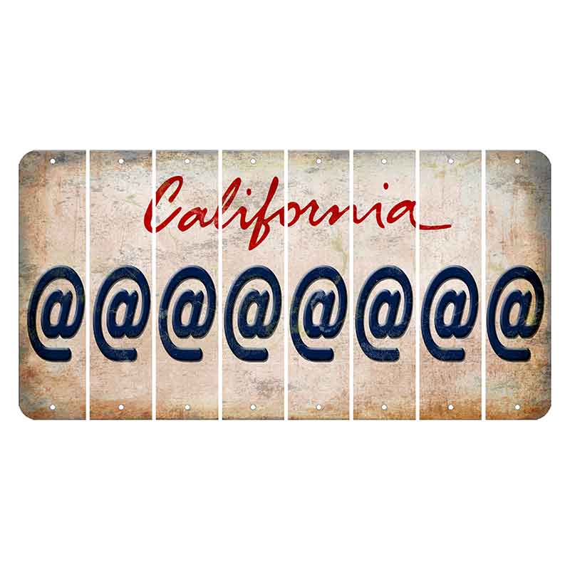 California White Cut License Plate Strips (Set of 8) At Sign
