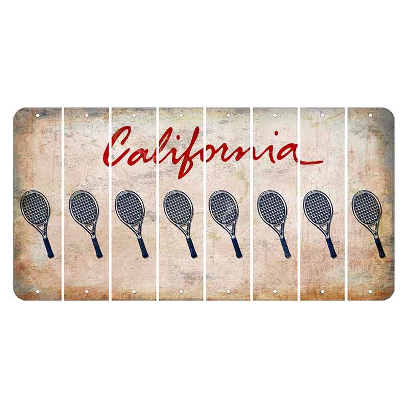 California White Cut License Plate Strips (Set of 8) Tennis Racket