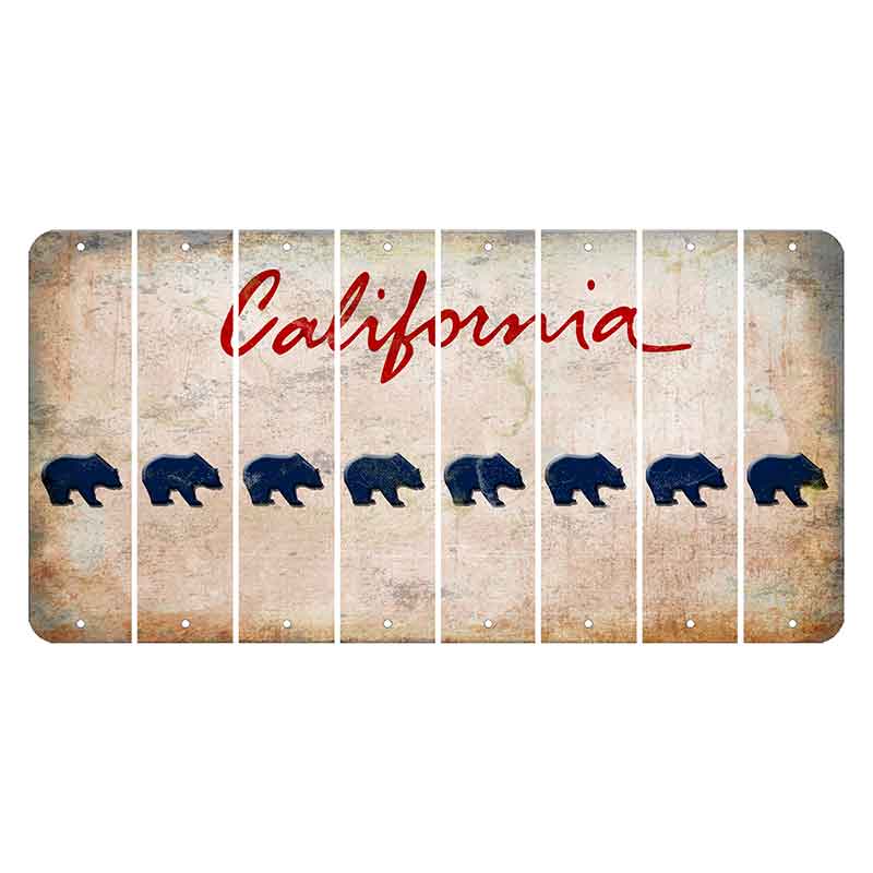 California White Cut License Plate Strips (Set of 8) Bear