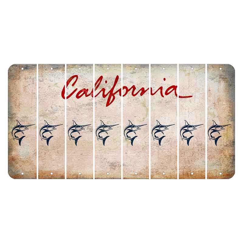 California White Cut License Plate Strips (Set of 8) Swordfish