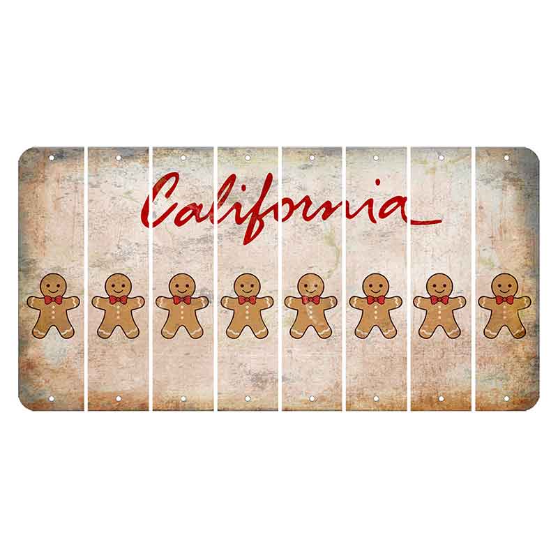 California White Cut License Plate Strips (Set of 8) Gingerbread Man