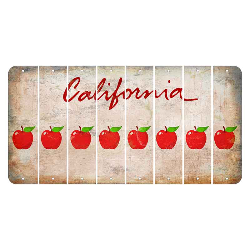 California White Cut License Plate Strips (Set of 8) Apple