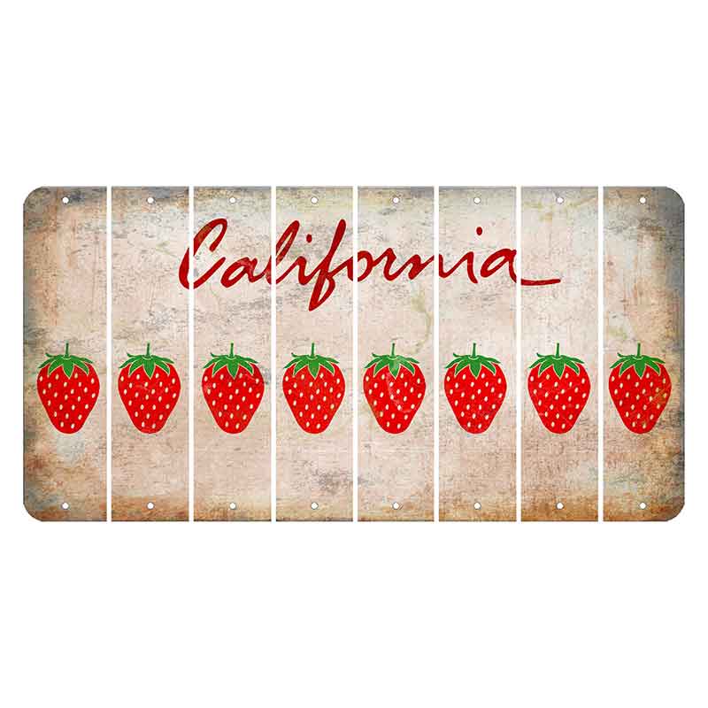 California White Cut License Plate Strips (Set of 8) Strawberry