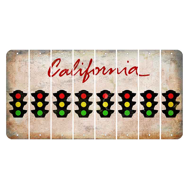 California White Cut License Plate Strips (Set of 8) Traffic Light