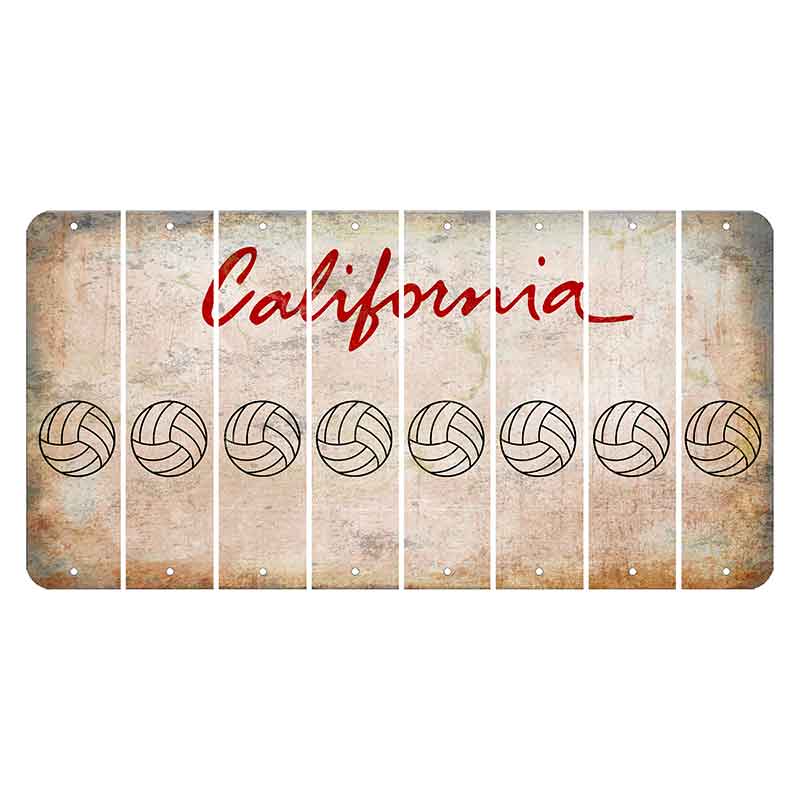 California White Cut License Plate Strips (Set of 8) Volleyball