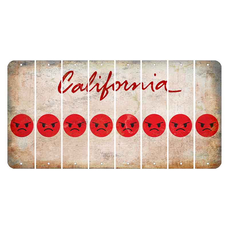 California White Cut License Plate Strips (Set of 8) Emoji - Angry