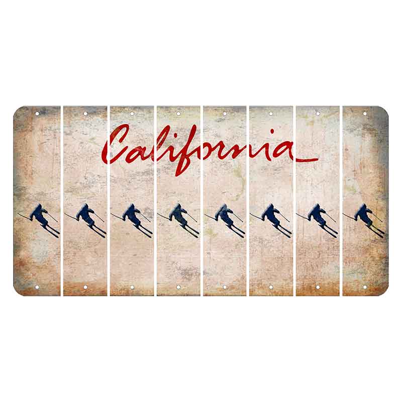 California White Cut License Plate Strips (Set of 8) Skier
