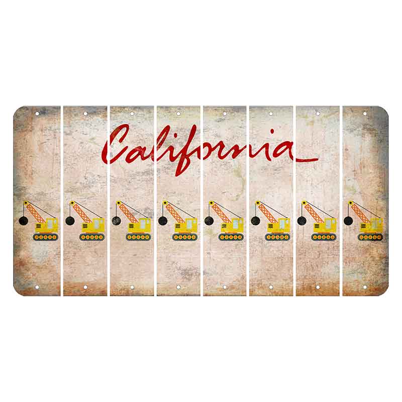 California White Cut License Plate Strips (Set of 8) Wrecking Ball Crane