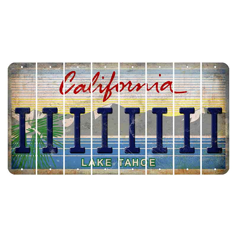 California Lake Tahoe Cut License Plate Strips (Set of 8)