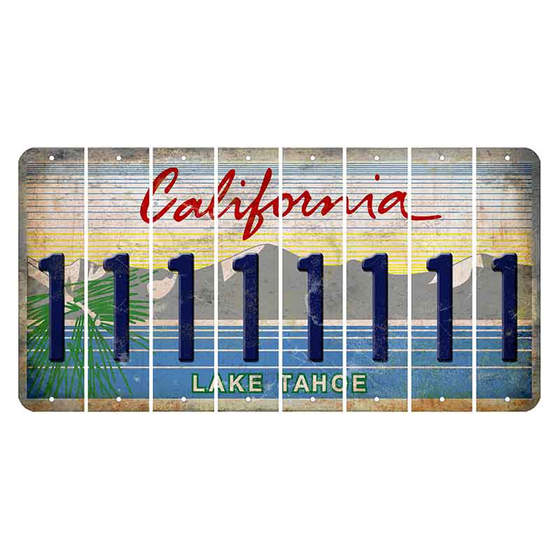 California Lake Tahoe Cut License Plate Strips (Set of 8)