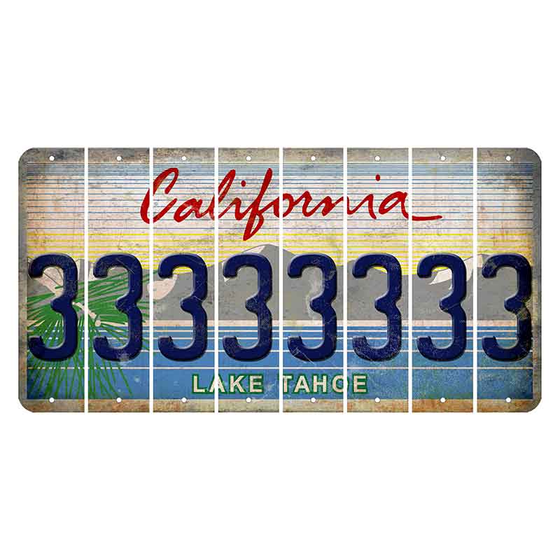 California Lake Tahoe Cut License Plate Strips (Set of 8)