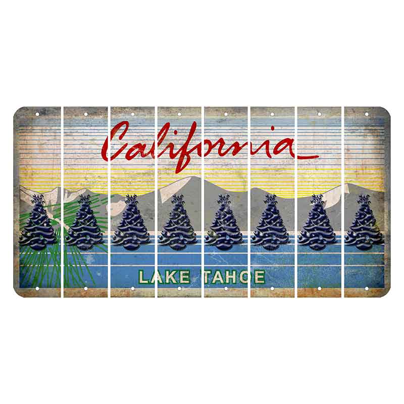 California Lake Tahoe Cut License Plate Strips (Set of 8) Christmas Tree