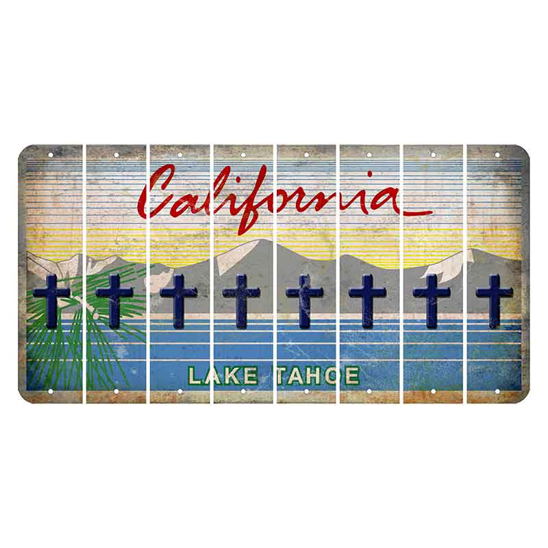 California Lake Tahoe Cut License Plate Strips (Set of 8) Cross