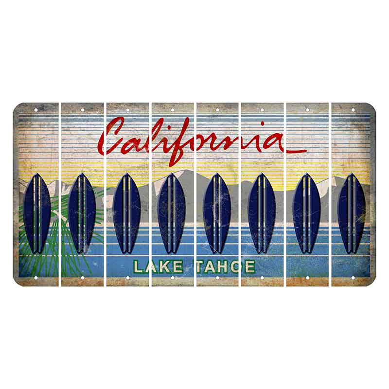 California Lake Tahoe Cut License Plate Strips (Set of 8)