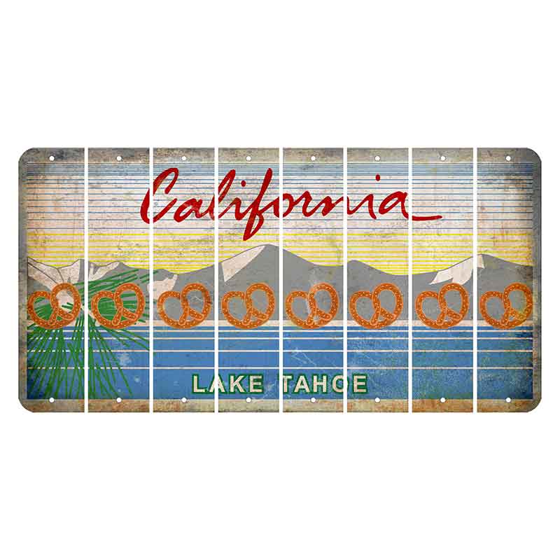 California Lake Tahoe Cut License Plate Strips (Set of 8) Pretzel