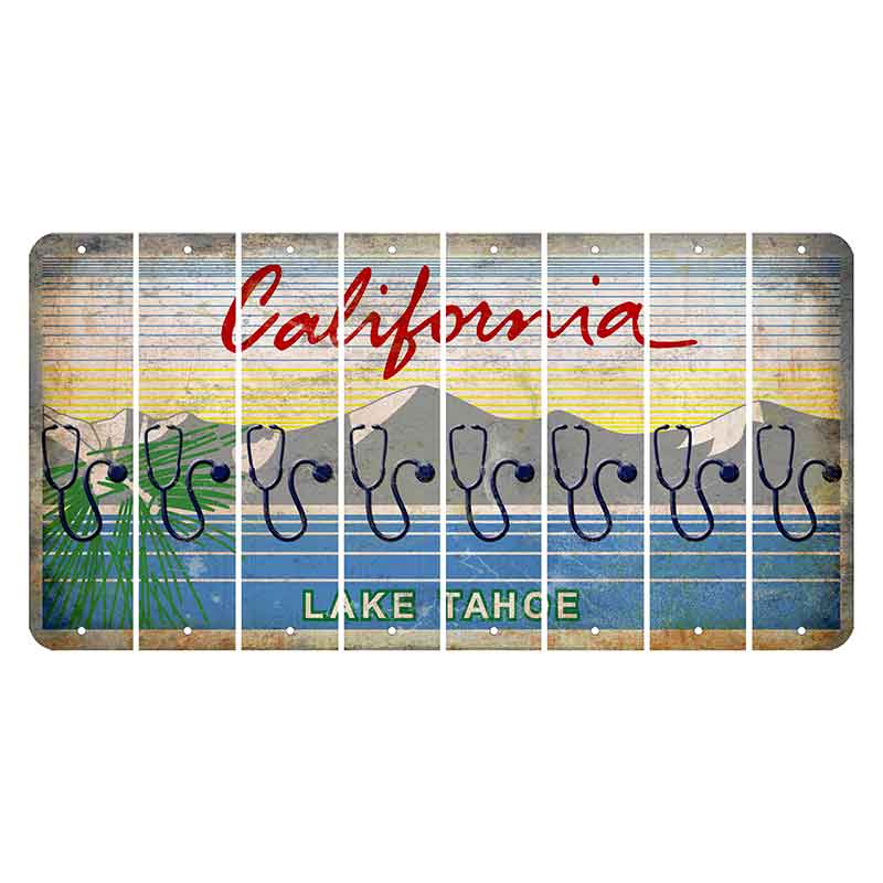 California Lake Tahoe Cut License Plate Strips (Set of 8) Stethoscope